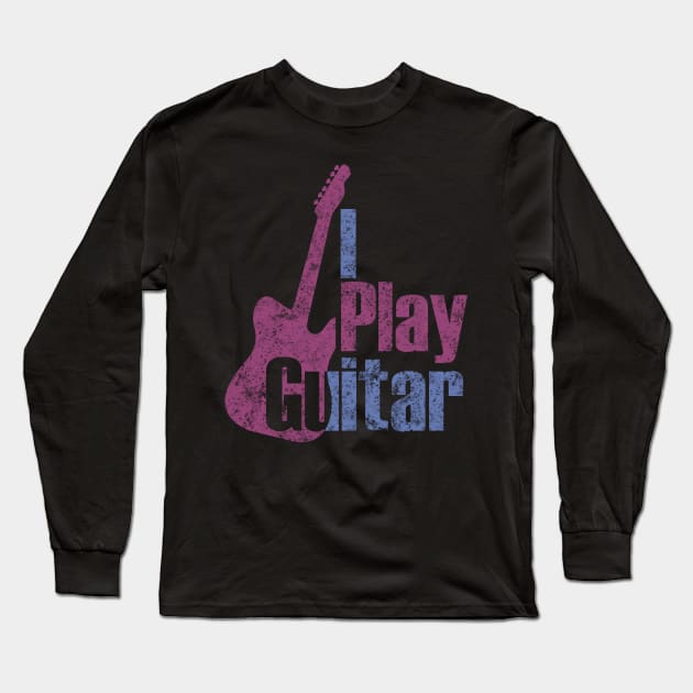 I Play Guitar Long Sleeve T-Shirt by Lin Watchorn 